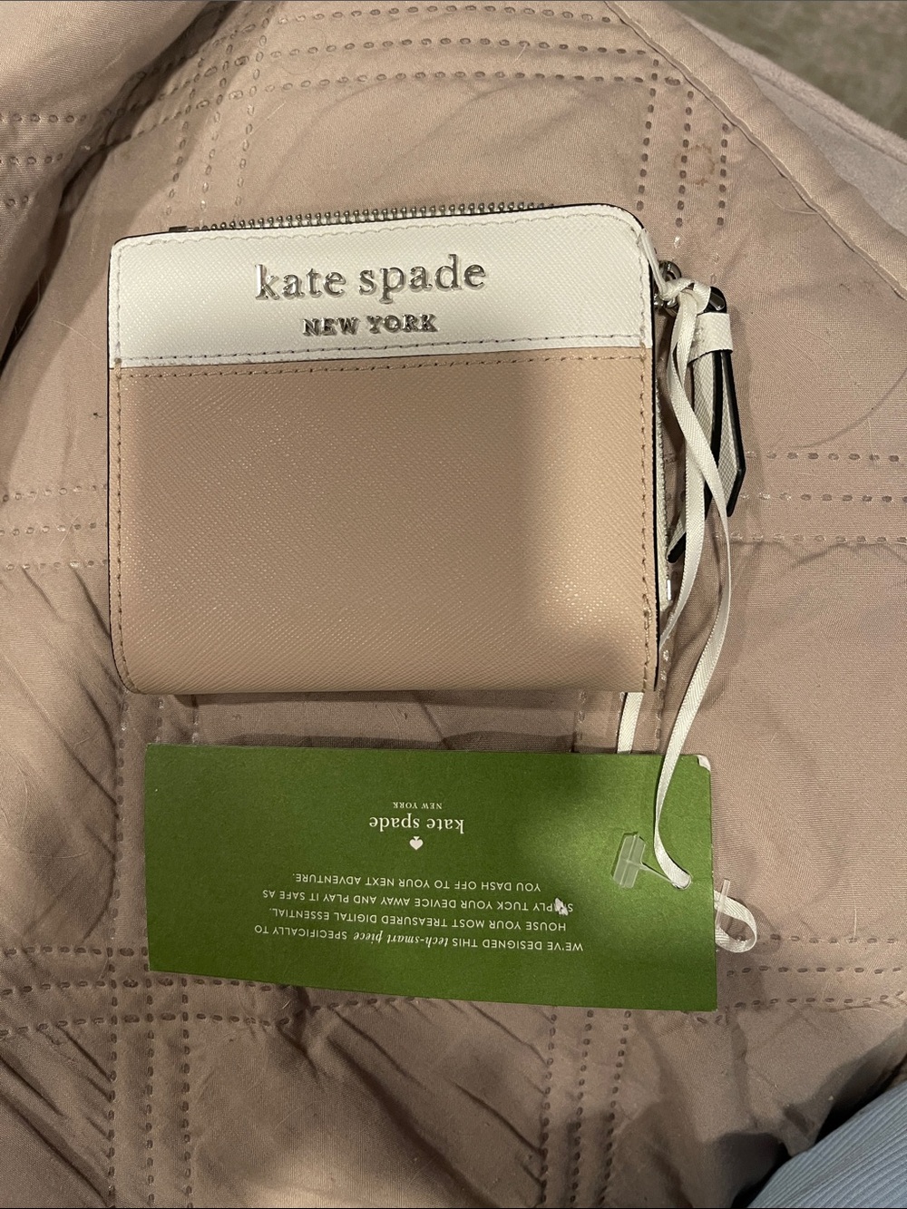 kate spade Two-Tone Blush and White Zip Wallet